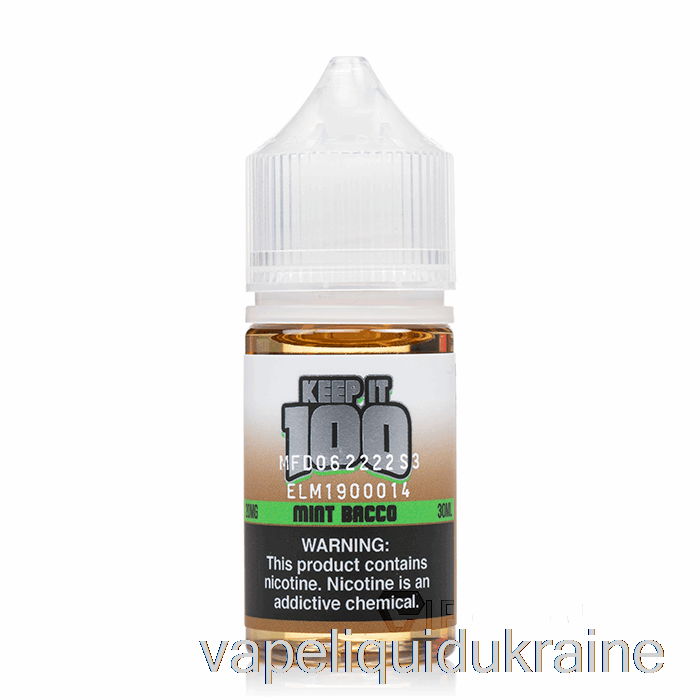 Vape Liquid Ukraine Mint Bacco Salts - Keep It 100 - 30mL 30mg